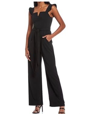 Women’s Black Wide-Leg Jumpsuit with Tie Waist